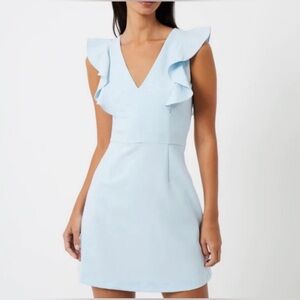 French Connection Whisper Ruffle V Neck Dress with ruffle detailing.  Size 4.